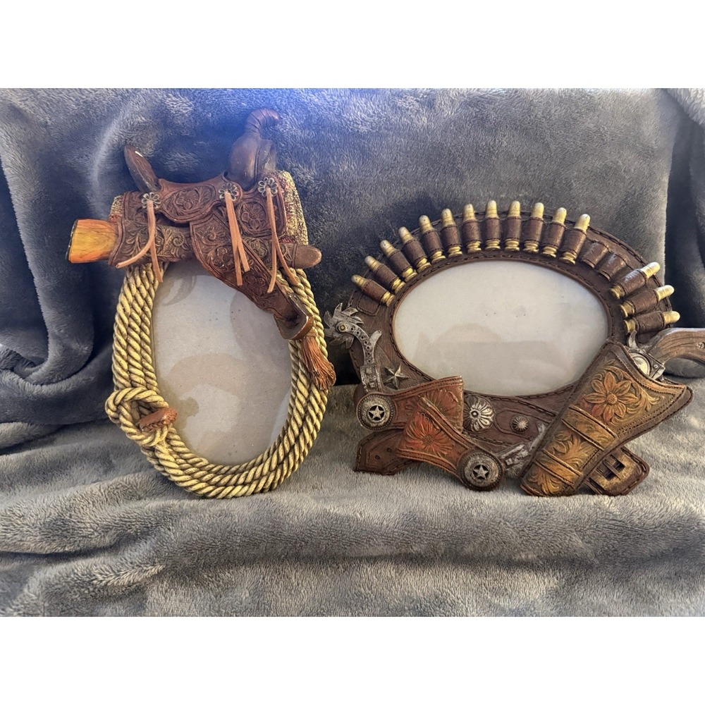 Set Of 2 Western-themed decorative photo frames 3D Details 4x6